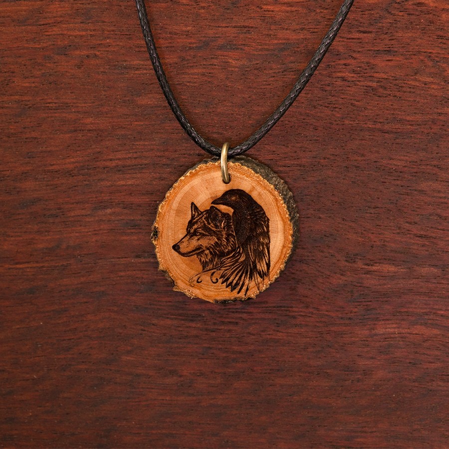 Wolf und Rabe  Holz Sonnenbrillen
